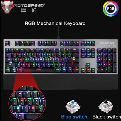 Motospeed CK108 Gaming Mechanical Keyboard 104 keys Blue Black Switch Wired LED Backlit RGB Keyboards for gamer Russian English