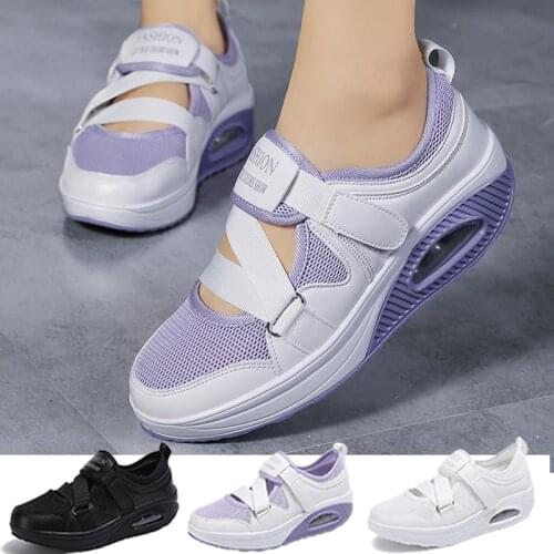 Fashion Women Tennis Shoes Hook Loop Breathable Air Cushion Casual Shoes Female Height Increase Footwear Outdoor Walk Sneakers