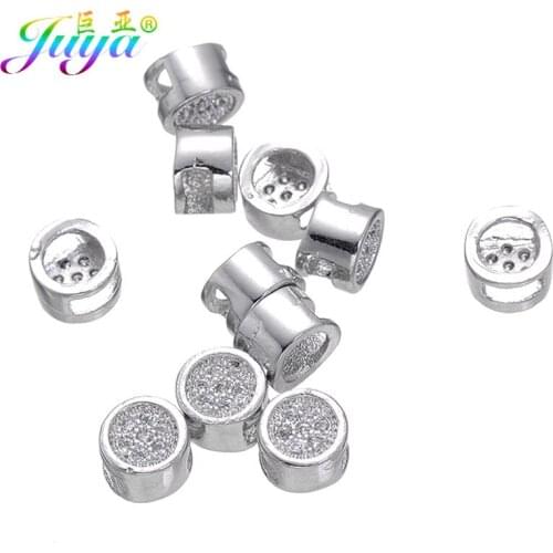 Ali Moda DIY Metal Beads Pave Zircon Slider Charm Beads Accessories For Women Men Needlework Braid Bracelet Necklaces DIY Making