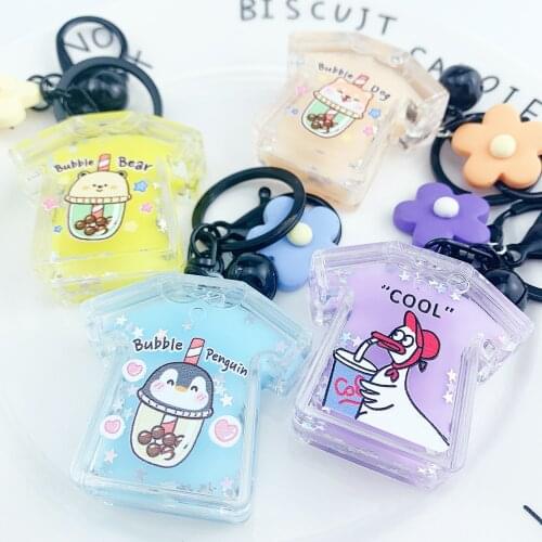 Fashion Trend Oily Transparent Quicksand Clothing Keychain Cute Warm Shirt Clothes Key Pendant Mens Car Pendant Creative Gift