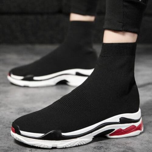 WEH Men Sports Shoes Ladies Fashion Casual Shoes Boots high top Socks Shoes Running Warm Couple Shoes Plus Size Plus Cotton