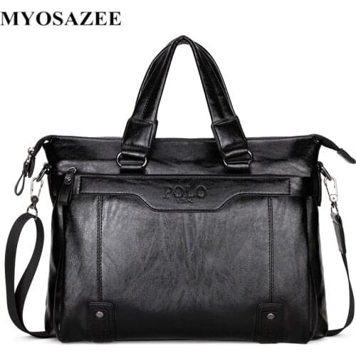 MYOSAZEE Famous Brand Men Fashion Simple Business Briefcase Bag Male PU Leather Laptop Bag Casual Men Travel Bags Shoulder