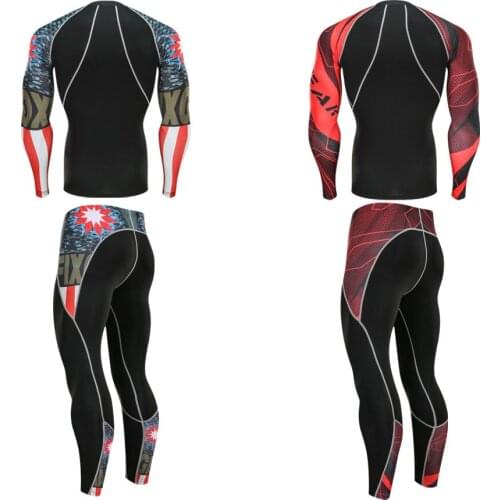 Mens Running Thermal Underwear Set 2019 New Mens Set Fitness Warm Compression Tights 2 Piece Tracksuit Men Jogging Suits S-4XL