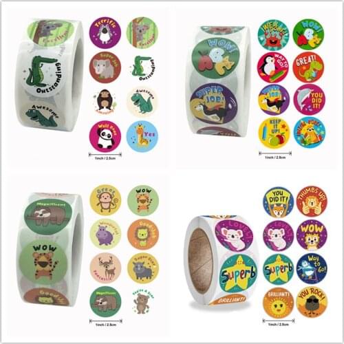 Animal Stickers 500 Pieces Per Roll Toys Gifts Labels School Teacher Reward Seals