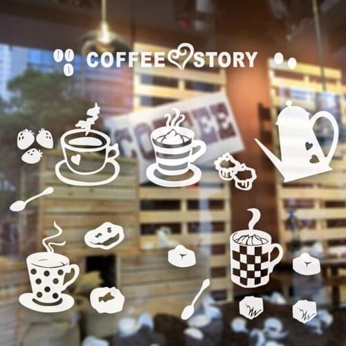Coffee Story Wall Stickers Cute Food Vinyl Wall Decal For Business Decor Modern Cafe Home Decoration Decorate It Home C901