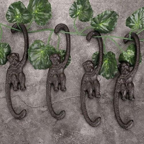 NHBR 1 Set of 4 Heavy Duty Cast Iron S Monkey Hooks 8 Inch Decorative Metal Plant Hooks Hangers S Shaped Bracket