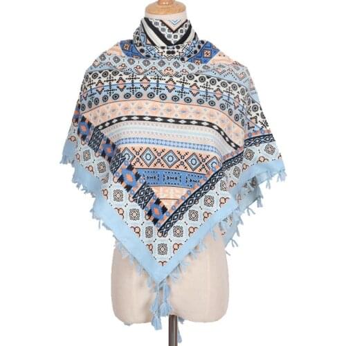 2020 Retro Russian National Square Scarf For Women Ethnic Style Printed Blanket Scarves Shawls Muslim Headscarf Hijab Wraps