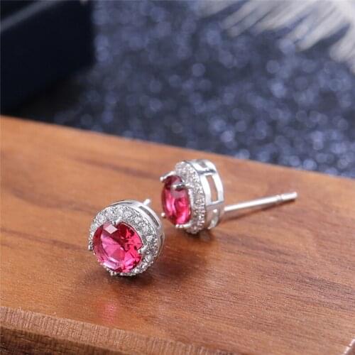 New Minimalist Classic All-Match Round Color Zircon Stud Earrings Temperament Party Gift Womens Four Seasons Charm Jewelry