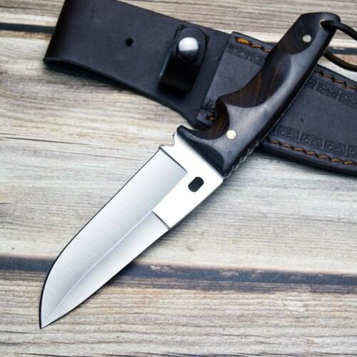 Comfortable Feel Hunting Knife High Quality 9CR18MOV Blade Wood Handle Outdoor Tactical Survival Knives Rescue Tool Camping EDC