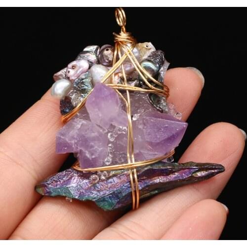 New Style Pendant Natural Stone Amethysts Irregular Winding Pearl For Jewelry Making DIY Necklace Bracelet Accessory