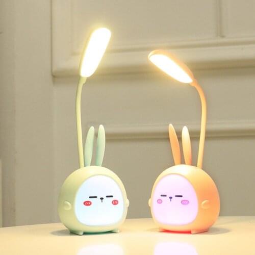 Hot New USB Recharge Foldable Light Cute Cartoon Desk Lamp LED Table Desk Night Reading Light Eye Protective Lamp Fast Delivery