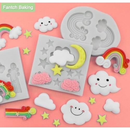 Rainbow Moon Cartoon Cloud Silicone Mold Fondant Classical Totem Decorating Cake Tools DIY Chocolate Gumpaste Making Moulds