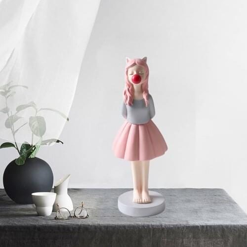 Nordic Art Bubble Girl Resin Figure Decorative Ornaments for Home Office Living Room Tabletop Bookshelf Decor Ornaments Accs