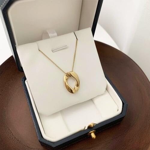 Titanium steel Trendy Copper Gold Plated Color Simple Necklace Choker Chain Square Pendant Necklace For Women Jewelry