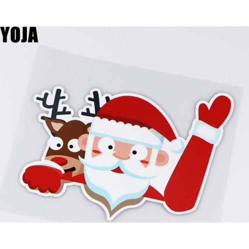 YOJA 16.7X12.8CM Cute Santa Claus Cartoon Vinyl Decal Rear Windshield Car Stickers ZT4-1011