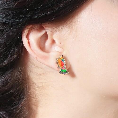 Colorful Enamel Butterfly Insect Small Stud Earrings Cute & Sweet Girl Jewelry Accessories Factory Wholesale Drop Shipping
