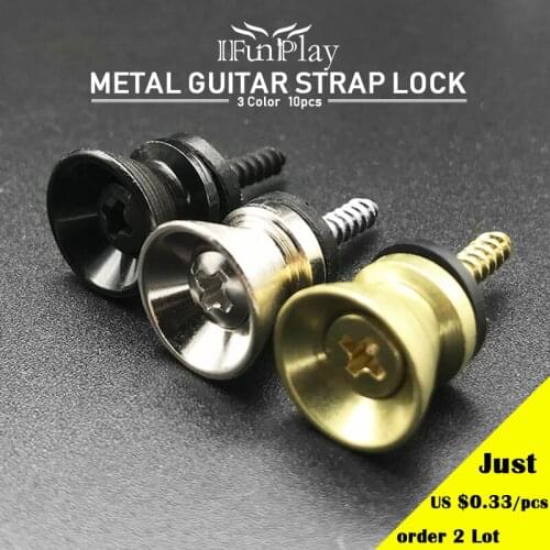 10Pcs Guitar Strap Lock Metal Guitarra End Strap Button for Acoustic Classical Electric Bass Guitar Ukulele Guitarra Part