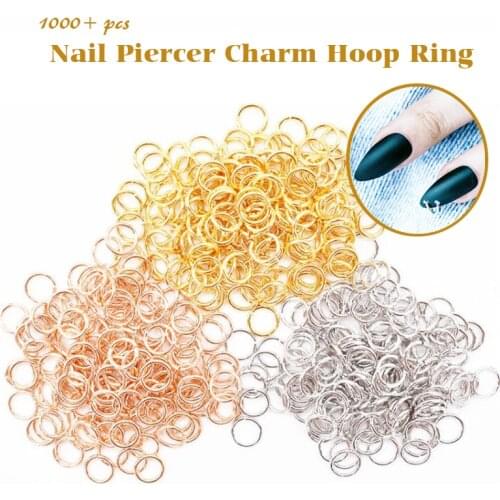 1000pc+ Pierced Arylictips Punk Charms 5-6mm Loops Metal Tools Piercing Jewelry Connect Hoop Decoration Nail Art Alloy Ring 2021