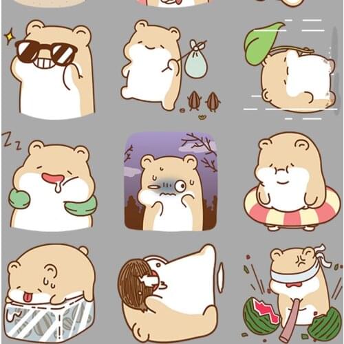24 anime cute brown hamster family paper sticker decoration DIY album diary scrapbook book label sticker cute stationery