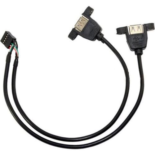 30CM 2xUSB 2.0 A Female JPanel Mount to 10Pin F USB Header PCB Motherboard Cable