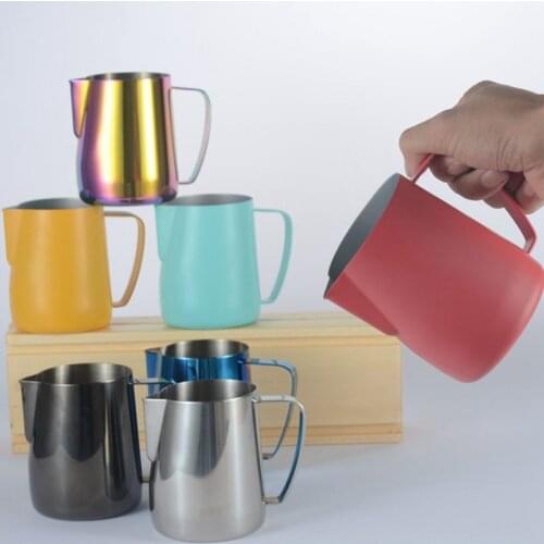 304 Stainless Steel Pull Flower Cup Pitcher 600ml Pull Flower Cylinder Milk Froth Cup Jug Fancy Coffee Tools Appliance Latte Cup
