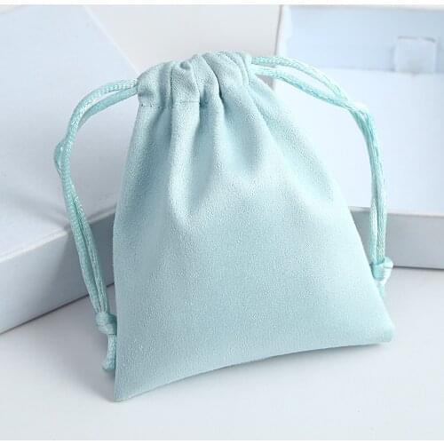 50pcs Flannel Drawstring Jewelry Packaging Gift Bags Small Ring Necklace Earring Wedding Candy Pouch Can Custom Logo