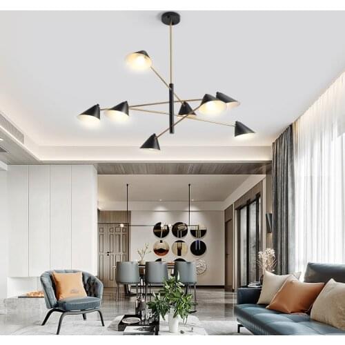 ABNT Postmodern Chandelier For Living Room Black and Gold Lustre Bedroom E14 bulb Lighting Simple modern Chandeliers Fixtures