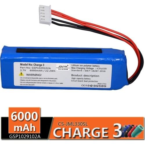 CS-JML320SL 3.7V 6000mAh Battery Bateria GSP1029102A for JBL Charge 3 Speaker Batteria Akku Accu to jbl charge 3 gbl original