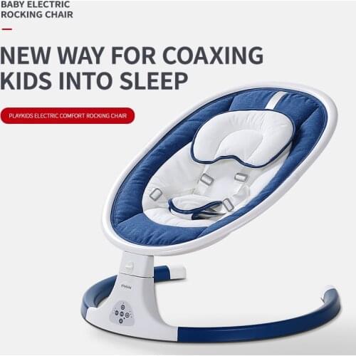 2021 Playkids Electric Cradle 0-3 Baby Rocking Chair Soothing the Babys Sleeps Newborn Three Speed Control Sleeping Music Swing
