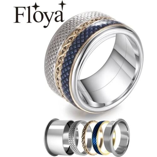 Floya Stackable Rings Women Layers Filled Ring Stainless Steel Ring Interchangeable Arctic Symphony Collection Band