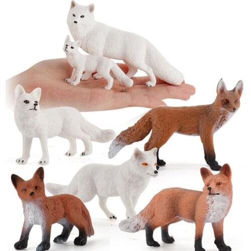NEW 8PCS/Set Simulation Animal Model Figure Girls Boys Toys White Fox Room Ornaments Kids Toy Learning Cognition Education Gift