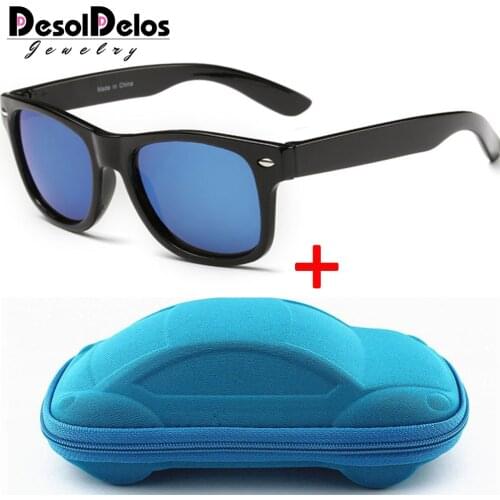 Cool 6-15 Years Kids Sunglasses Sun Glasses for Children Boys Girls Fashion Eyewares Coating Lens UV 400 Protection With Case