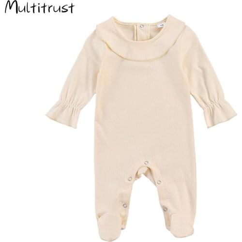 2020 Newborn Baby Girl Boy Footie Long Sleeve Romper Leaves Print One Piece Infant Jumpsuit Sleeper Long Sleeve Pajamas