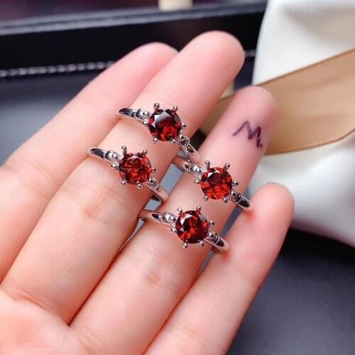 Fashion simple grace crown Bow Natural red garnet gem ring S925 silver natural gemstone ring girl women party gift fine jewelry