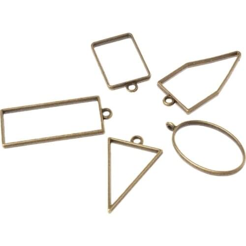 14Pcs Geometric Shape Metal Frame Set DIY Epoxy Resin UV Crystal Silicone Molds Jewelry Pendant Making