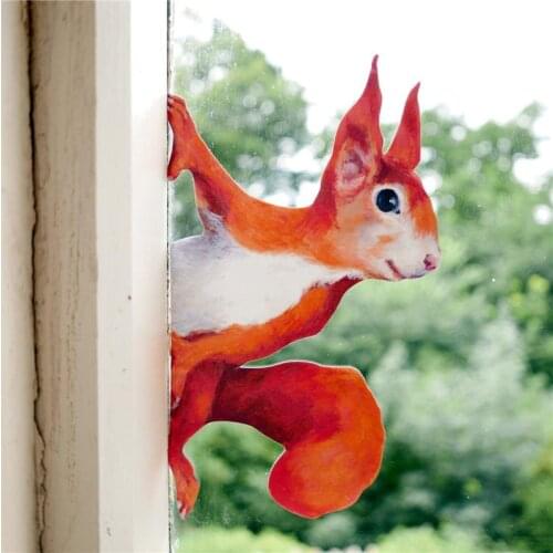 1pcs Window Stickers Peeping Squirrel Wall Decal Animal Print Woodland Stickers For Walls And Windows Home Decor Рождество