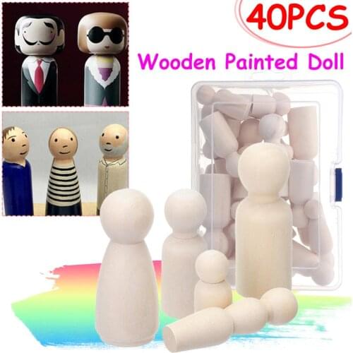 Unfinished Wood Wooden Peg Dolls Little People Children Painted Arts Craft