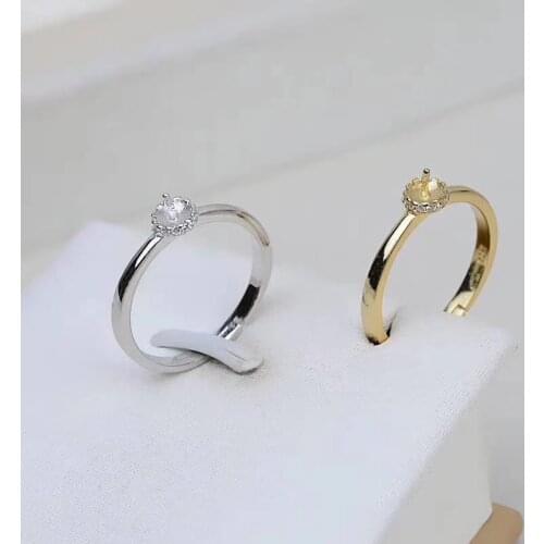 New Arrival 925 Sterling Silver Adjustable Ring Settings Findings Mountings Parts for Pearl Corals Jade Crystal, 5pcs/lot