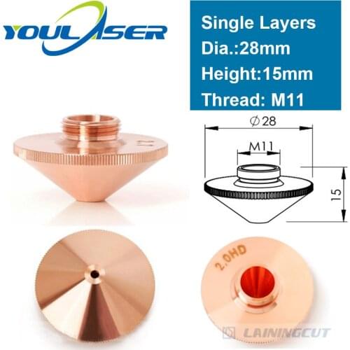 Laser Nozzle Single Layer Dia.28mm Caliber 0.8 - 4.0 OEM Precitec for Precitec FIBER Laser Cutting Head