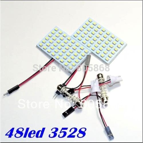 Wholesale PCB car led panel 48SMD 3528 LED Auto Car Top led Dome Light For Interior Reading Roof light T10 Festoon Bulb Adapter