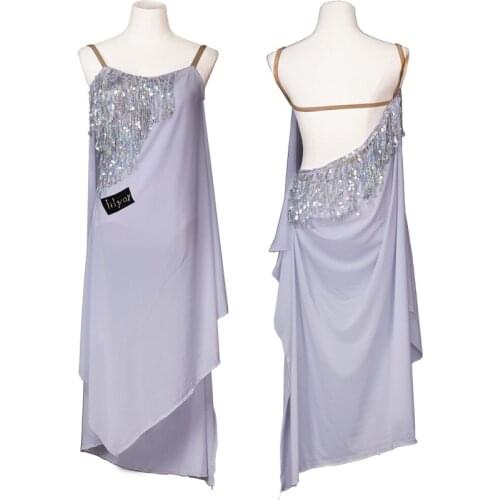 Rumba Competition Dress Latin Dress Dance Dress Skirt Decoration Latin Dance Costumes Skirt White Flowing Dress Sequined Fringe