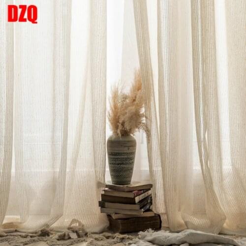 Simple Hemp stripe curtain yarn Japanese study style for study bedroom tea room pinstripe window screen decoration curtain