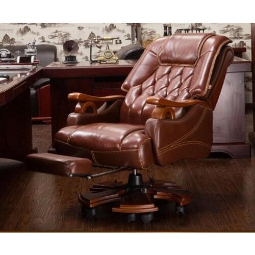 Real leather boss chair. Massage can lie office chair. .012