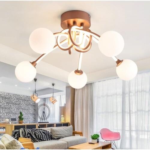 SGROW Aluminum Frosted Glass Chandelier 3/5 Heads Modern Hanging Lamp Lighting Fixtures for Bedroom Dinning Room Living Room