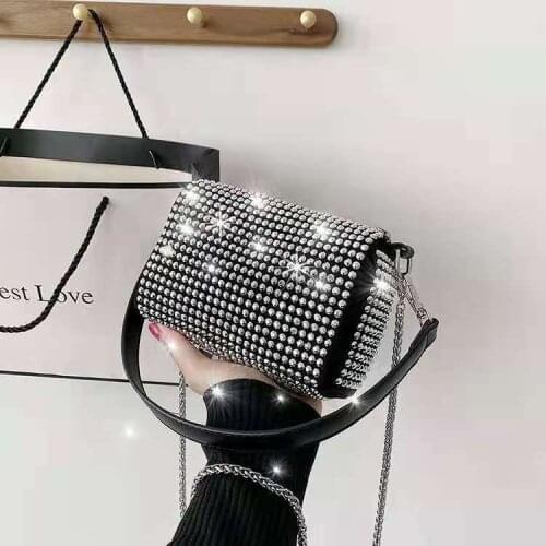 New style water drill bag net red full drill full drill Bling Diamond underarm bag diamond inlaid womens small square bag