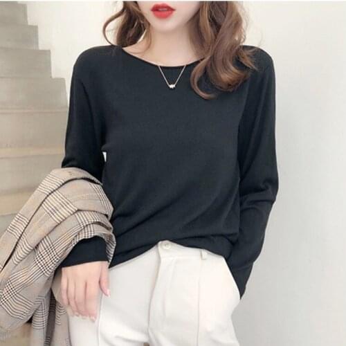 Basic Spring Autumn Loose Sweater Women Casual O-neck Long Sleeve Pullover All-match Knit Thin Fashion Female Jumpers Solid Tops