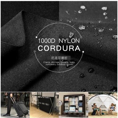 Thick strong cordura 1000D black nylon ripstop PU coating fabric,outdoor clothing bag cloth,anti-tear short-time waterproof