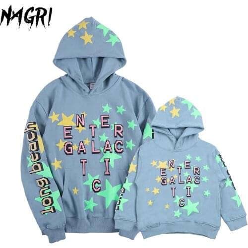 NAGRI Family Matching Father Son Sweatshirt Kanye Enter Galactic Hoodie Men Spring Autumn Hip Hop Streetwear Pullover Sweatshirt
