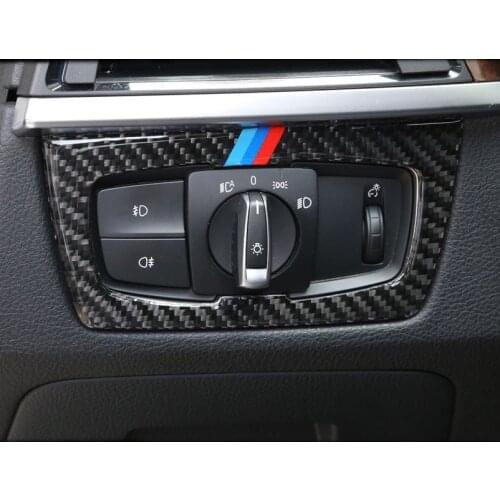 Carbon Fiber For BMW 3 4 Series 3GT F30 F31 F32 F33 F34 F35 F36 Car Console Headlight Switch Frame Decorative Cover Trim Sticker