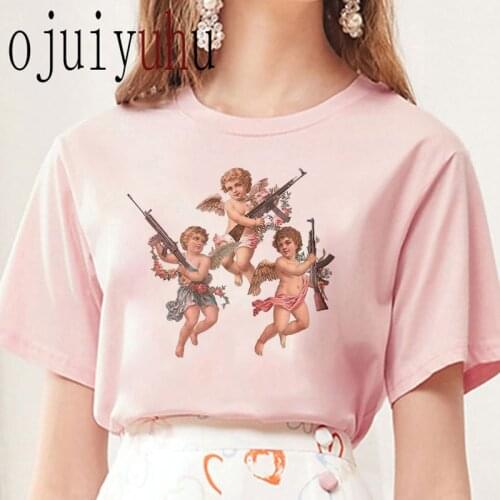 Angel Women T Shirt New 2020 Harajuku Vintage Tshirt Female Aesthetic Kawaii Tumblr Grunge T-shirt Femme Top Tee Fashion Short